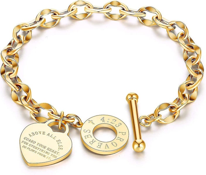 Stainless Steel Bracelet Love Heart Charm Bracelet For Women Teen Girls Romant Carousel 1