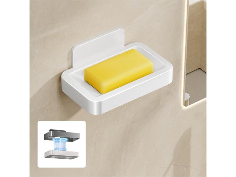 Bathroom Soap Dish No Drill Wall Mounted Soap Holder Aluminum Alloy Sponge Carousel 1