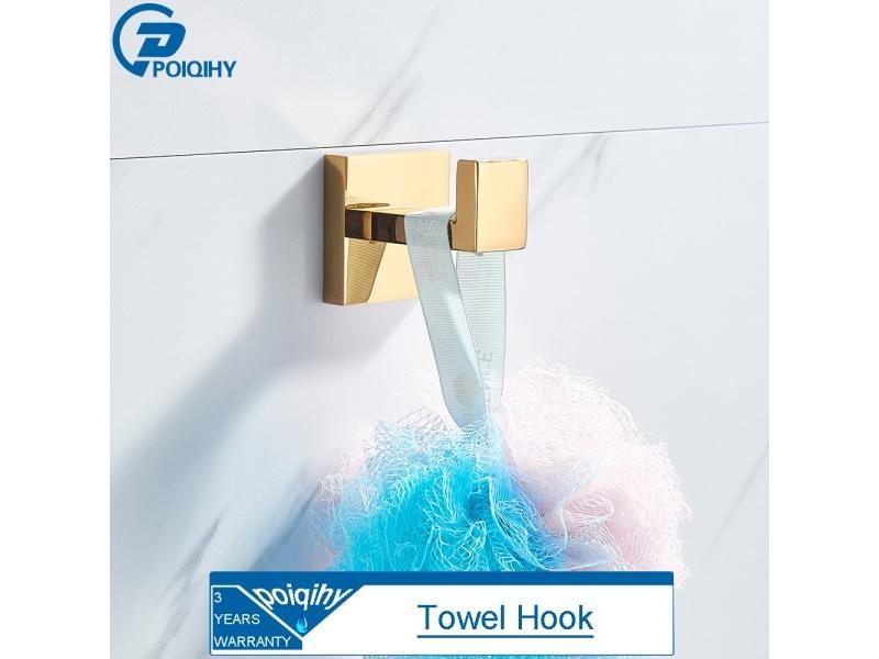 POIQIHY Gold Bathroom Accessory Set Robe Hook Towel Bar Toilet Roll Paper Carousel 1