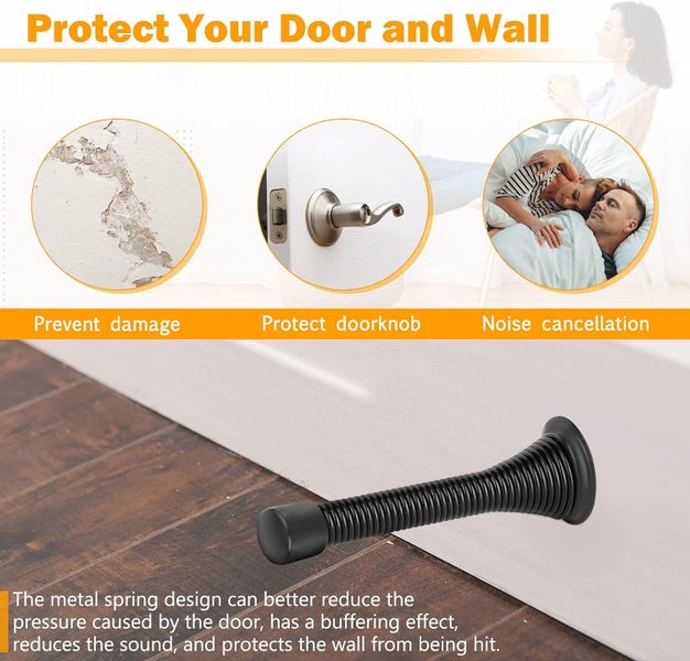 Black Rubber Bumper Flexible Base Spring Door Stop Stopper With Mounting Screw Carousel 6