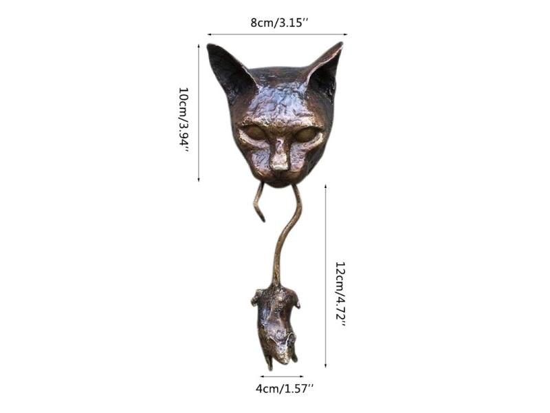 Wall Hangings Lovely Cat Door Knocker Sculpture Cat Mouse Ornaments Decoration Carousel 1