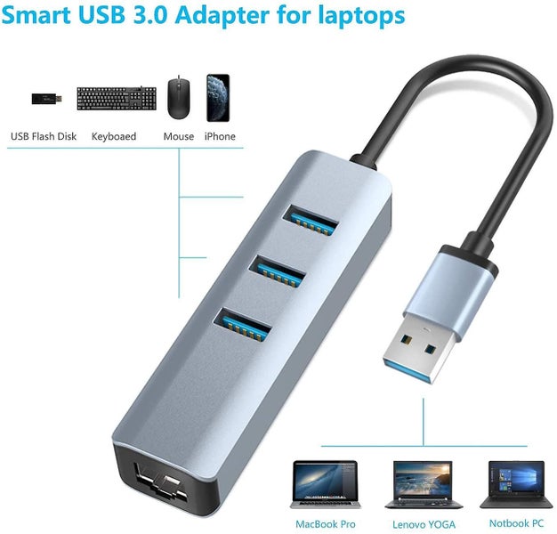Usb 3.0 To Ethernet Adapter 3-port Usb 3.0 Hub With Rj45 10/100/1000 Gigabit E Carousel 2