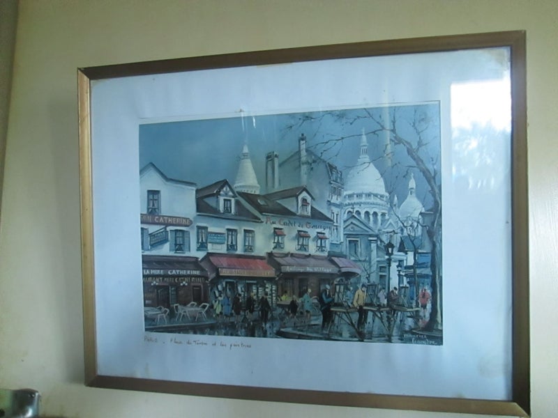 MID CENTURY PARIS SOUVENIR PAINTING.PLACE du TERTE in MONTMARTRE Carousel 1