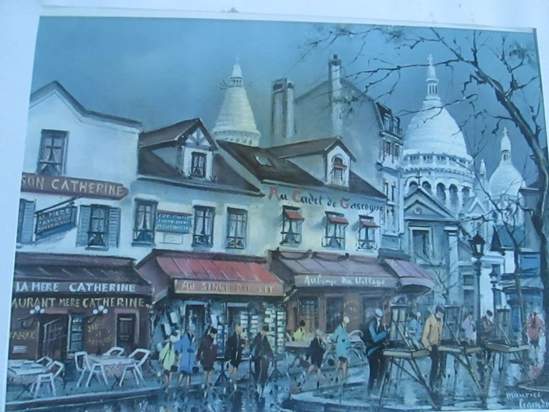 MID CENTURY PARIS SOUVENIR PAINTING.PLACE du TERTE in MONTMARTRE62854318991619112