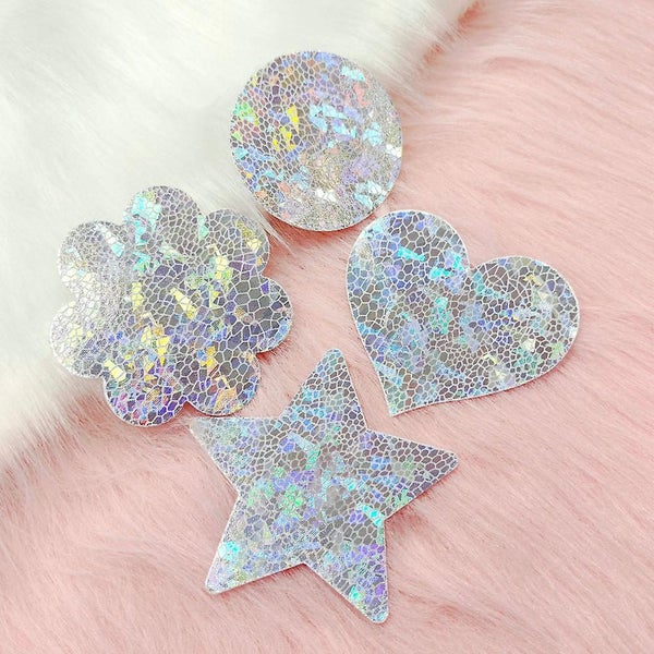 10 Pairs Nipple Covers Bling-bling Ice Cracking Texture Disposable Self Adhesi Carousel 2
