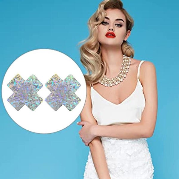 10 Pairs Nipple Covers Bling-bling Ice Cracking Texture Disposable Self Adhesi Carousel 5