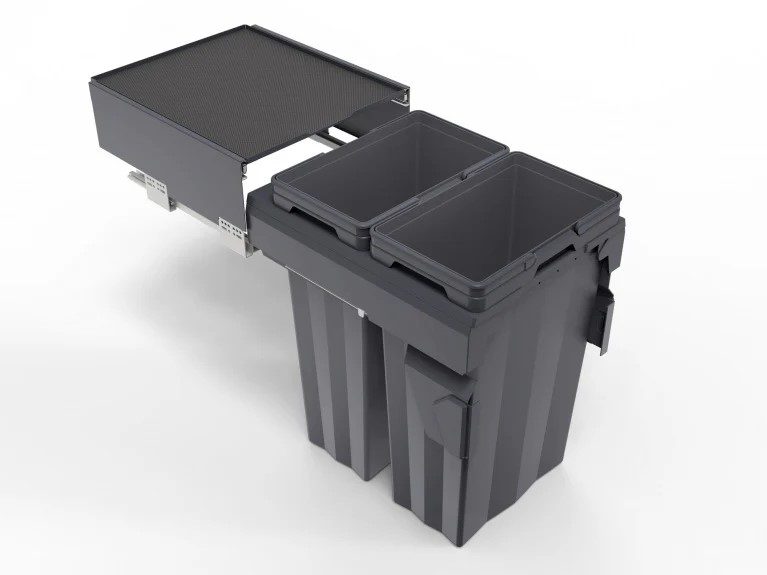 2x13L Pull out Rubbish Bin Dark Grey 26L Carousel 1