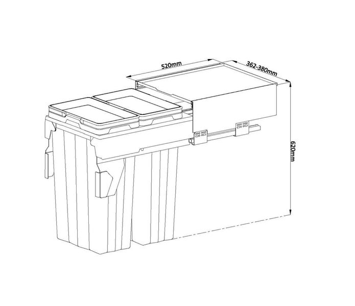 2x31L Pull out Rubbish Bin Dark Grey 62L Carousel 2