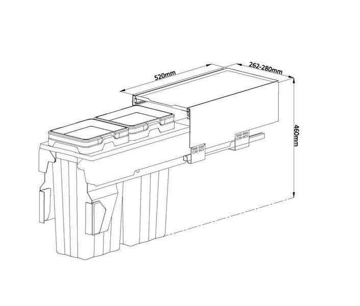 2x13L Pull out Rubbish Bin Dark Grey 26L Carousel 2