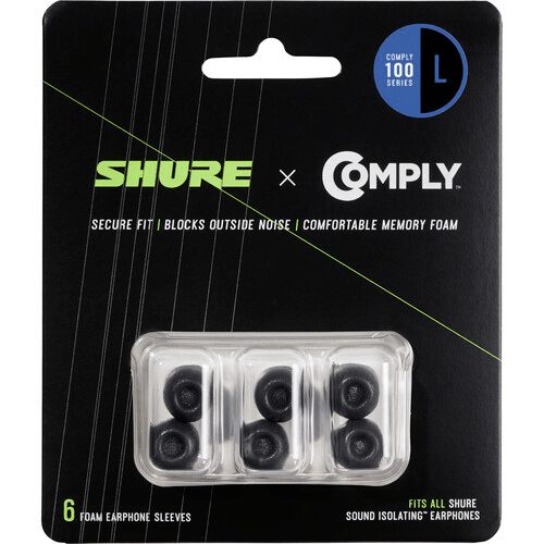 Shure 100 Series Comply Foam Sleeves for Shure Earphones (Large, 3 Pair) Carousel 1