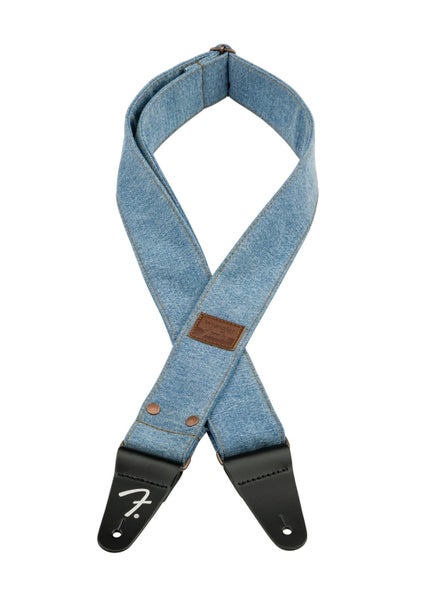 Fender x Wrangler Riveted Denim Guitar Strap - Light Indigo Carousel 1