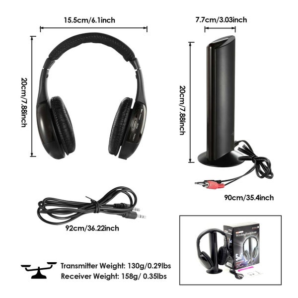 Wireless TV Headphones with 2.4g Digital RF Transmitter,HiFi Over-Ear Headphone Carousel 2
