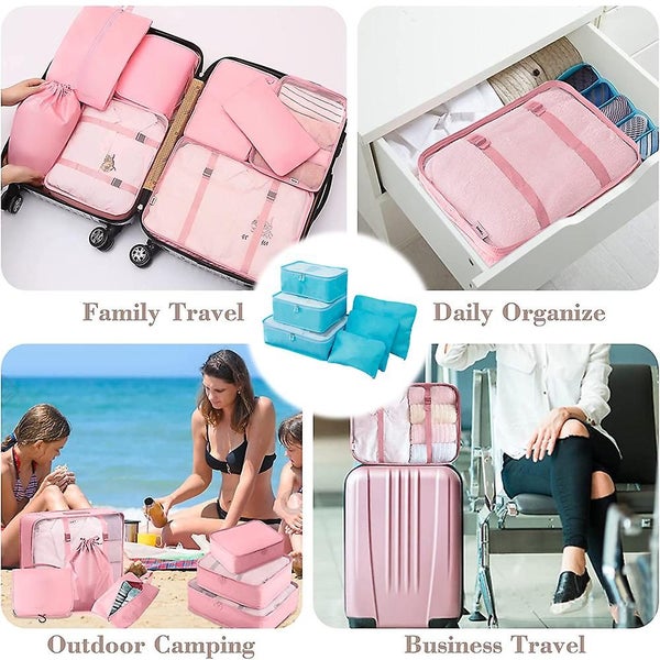 6 Pcs Travel Luggage Organizer Bags For Backpack Suitcasesblue Carousel 5