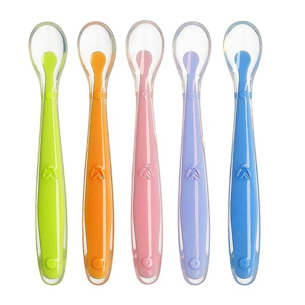 5-pack First Stage Baby Infant Spoons Soft Silicone Baby Spoons Training Spoon Carousel 2