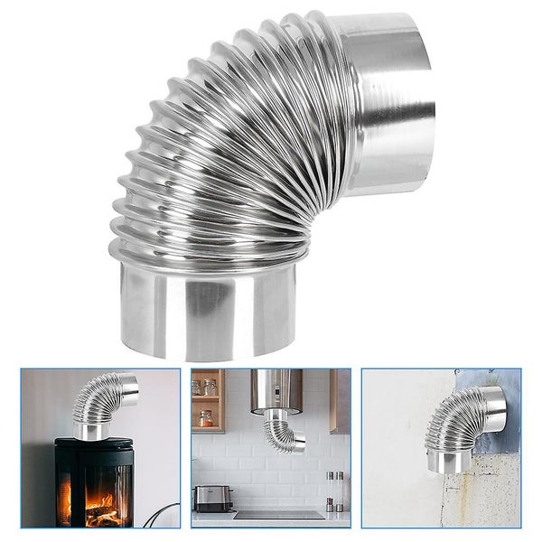 Stove Chimney Flue Smoke Pipe Stainless Steel Heating Stove Flue Elbow Exhaust Carousel 3
