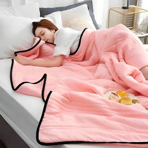 Silk Cooling Blanket Cool Ice Silk Blanket Comforters Pink 200x230cm Carousel 2