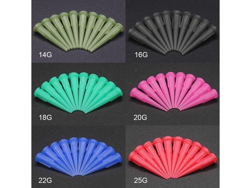 100pcs 14-25G TT Assorted Plastic Conical Smoothflow Tapered Needle/Tips Carousel 1