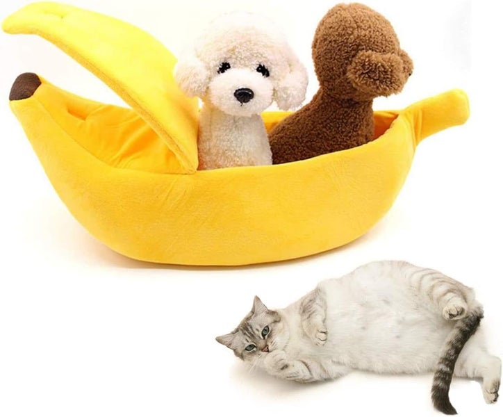 Cat Banana Bed Dog House Warm Boat Pet Sleep Nest Cotton Cushion Dog Pad Cat Mat Carousel 1