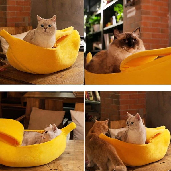 Cat Banana Bed Dog House Warm Boat Pet Sleep Nest Cotton Cushion Dog Pad Cat Mat Carousel 2