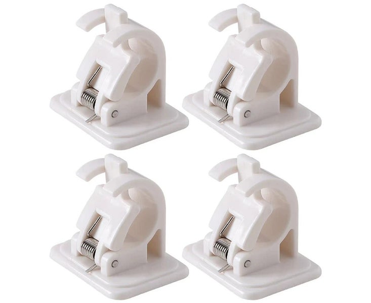 4Pcs Adjustable Rod Bracket Holders Wall Curtain Hanging Clip Towel Hook Carousel 1