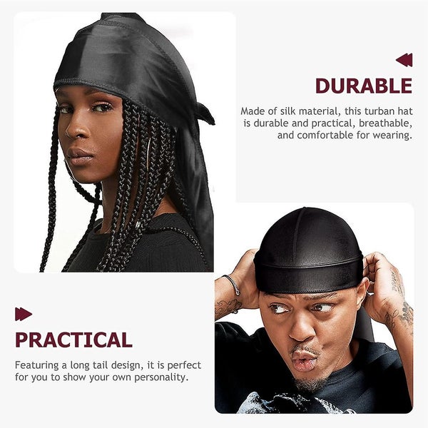 Turban Men Satin Durags Satin Pirate Cap Durags Men Silky Silky Satin Durag Carousel 2