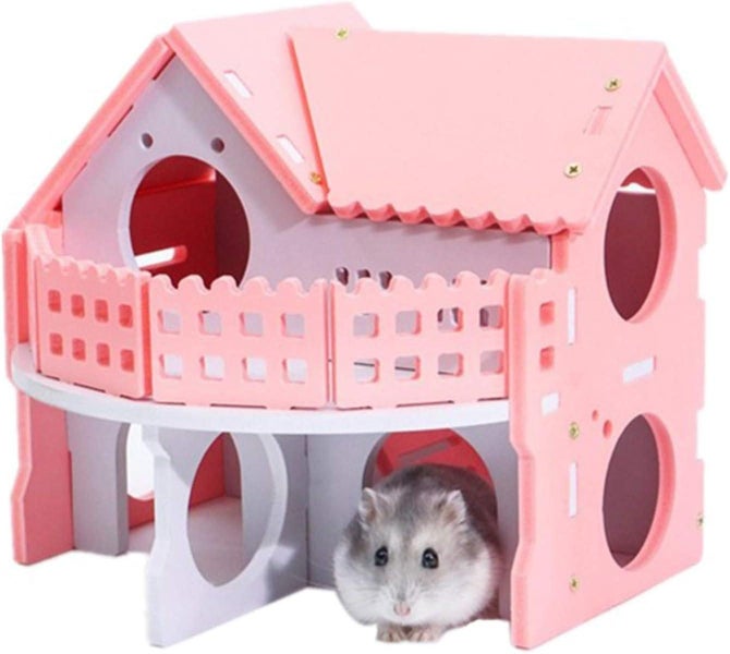 Wooden Hamster House Rat Hideout Gerbil Hut Hideaway Exercise Play Toys And Ch Carousel 1