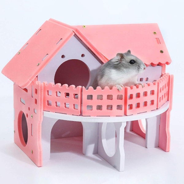 Wooden Hamster House Rat Hideout Gerbil Hut Hideaway Exercise Play Toys And Ch Carousel 2