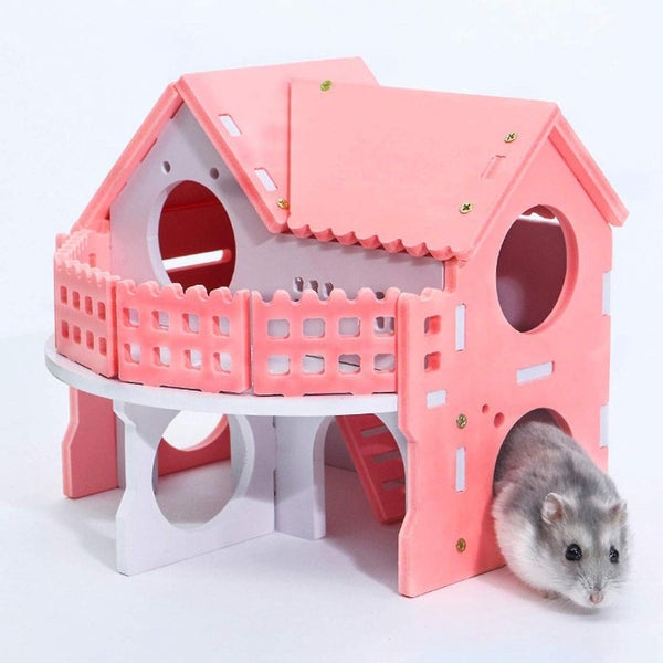 Wooden Hamster House Rat Hideout Gerbil Hut Hideaway Exercise Play Toys And Ch Carousel 4