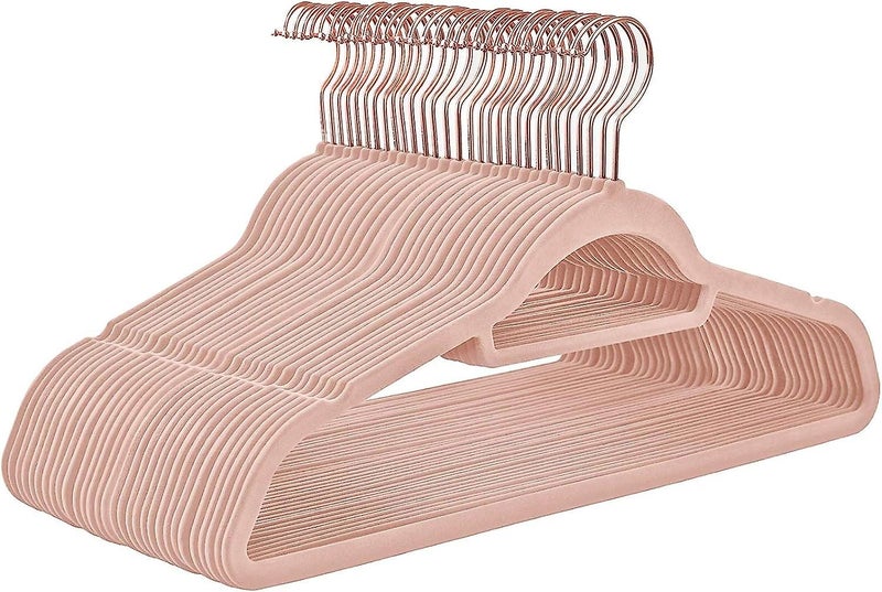 Velvet Hangers Pack Of 30 Non-slip With Rose Gold Swivel Hooks 0.6cm Thick 45c Carousel 1