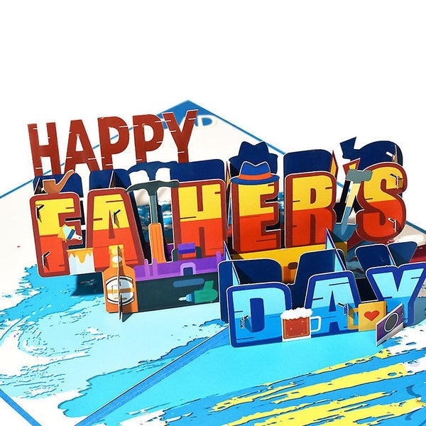 Pop Up Funny Fathers Day Card - From Wife Kids Daughter Son - With Envelope - G Carousel 1