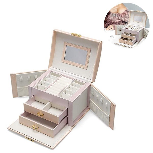 Jewelry Box Handmade Faux Leather Jewelry Organizer Gift For Women Carousel 1