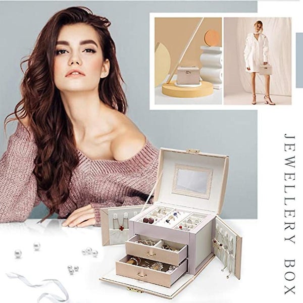 Jewelry Box Handmade Faux Leather Jewelry Organizer Gift For Women Carousel 2