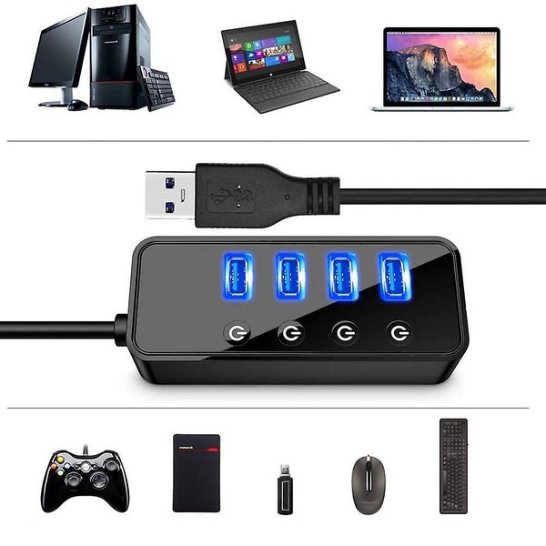 4-port Usb 3.0 Hub With 4 Usb 3.0 Data Portsblack Carousel 2