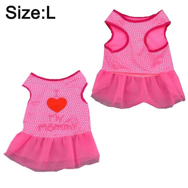 Dog Rose Red Gauze Skirt Pet Spring And Summer Clothing Back i Love My Mommy P Carousel 2