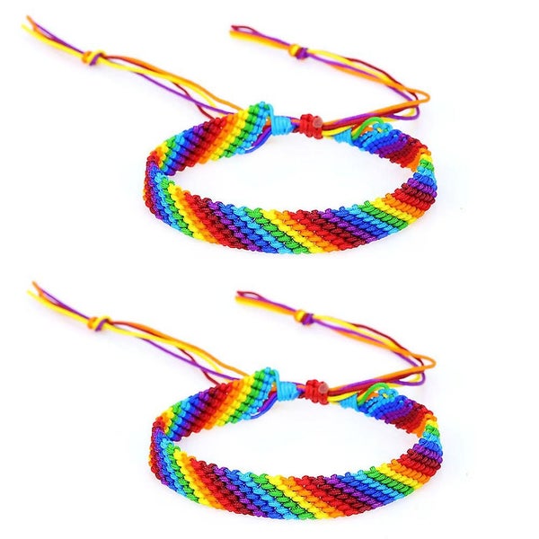 Rainbow Bracelet Set 2pcs Braided Friendship Bracelets For Men Women And Lgbtq Carousel 1