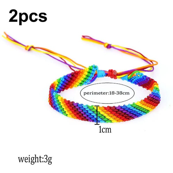 Rainbow Bracelet Set 2pcs Braided Friendship Bracelets For Men Women And Lgbtq Carousel 2