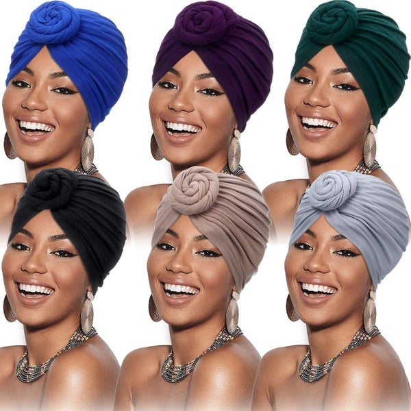Flower Knot Headwrap Pre-tied Bonnet Turban Beanie Carousel 1