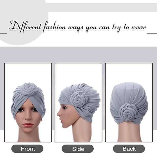Flower Knot Headwrap Pre-tied Bonnet Turban Beanie Carousel 2
