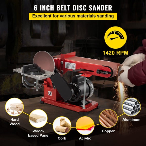 Belt Sander 4"x36", 6" Disc Sander 375W Grinder Linisher Bench Sanding Machine Carousel 2