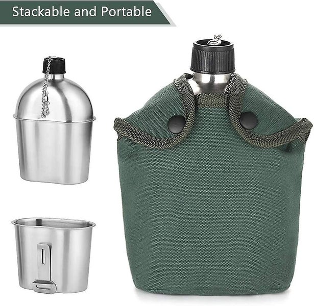 Military Water Bottle Set 2pcs 1000ml 600ml Stainless Steel Military Water Bot Carousel 2