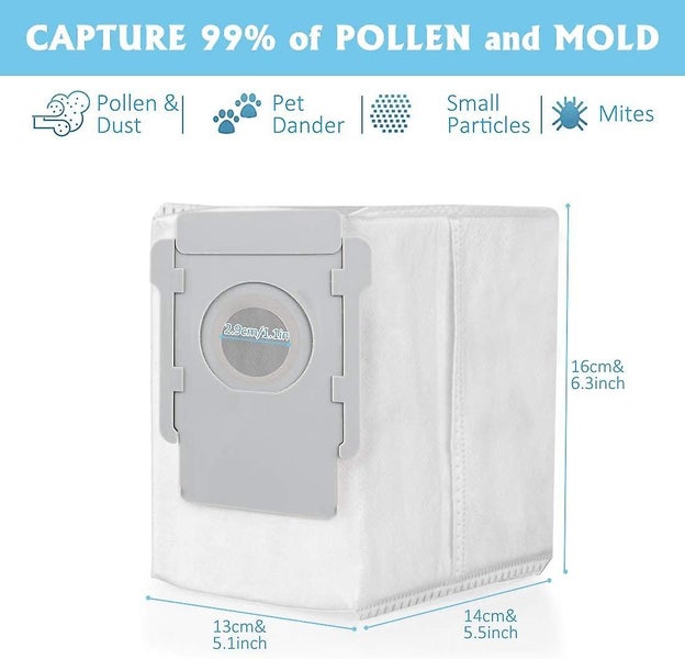 6 Pack Replacement Dust Bag Parts Compatible Compatible With Irobot Roomba I7 I Carousel 2