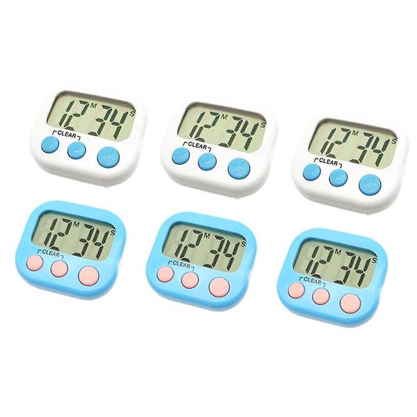 Teacher's Digital Timer 6 Pack Of Small Timers For Kids Magnetic Back Big Lcd Carousel 1
