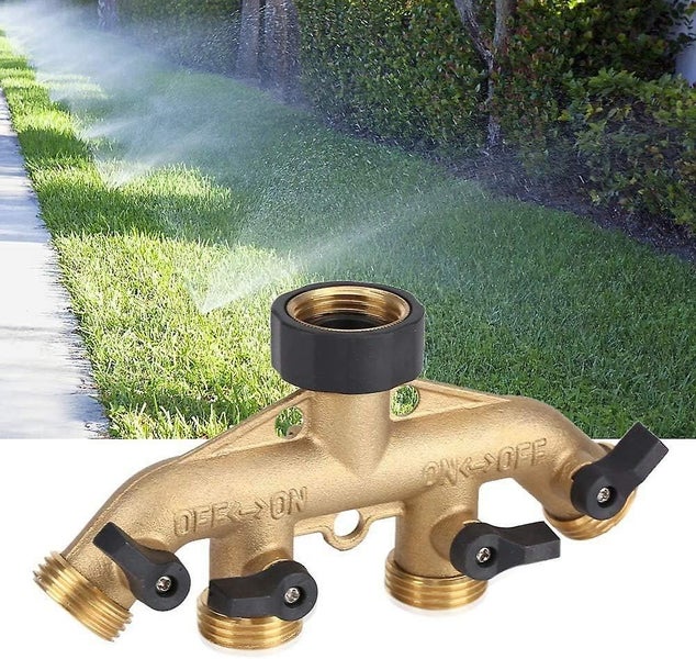 3/4 Inch Brass 4 Way Hose Pipe Splitter Nozzle Garden Hose Adapter Connector S Carousel 2