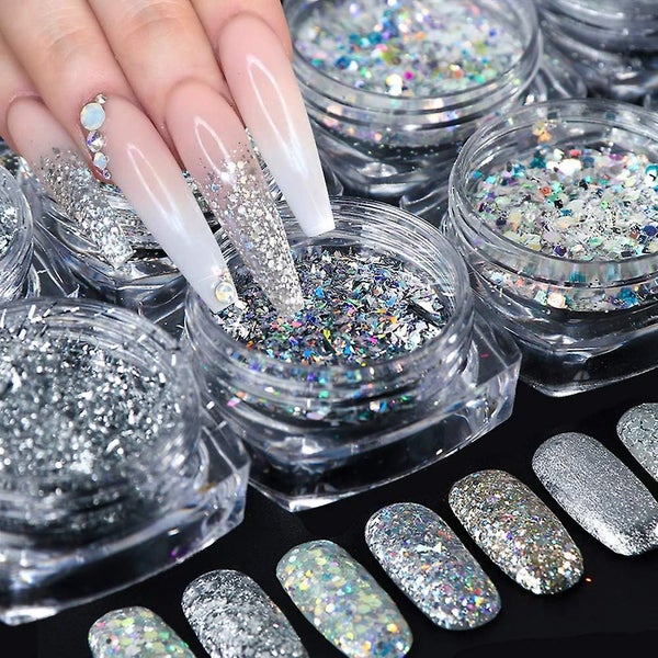 Holographic Nail Glitter Sequins Nail Art Supplies 3d Nails Glitter Flakes Shi Carousel 5