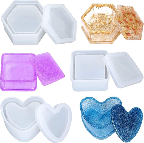 Resin Molds Box Resin Mold Silicone Mold Resin In Heart Hexagon Square Flower Carousel 2