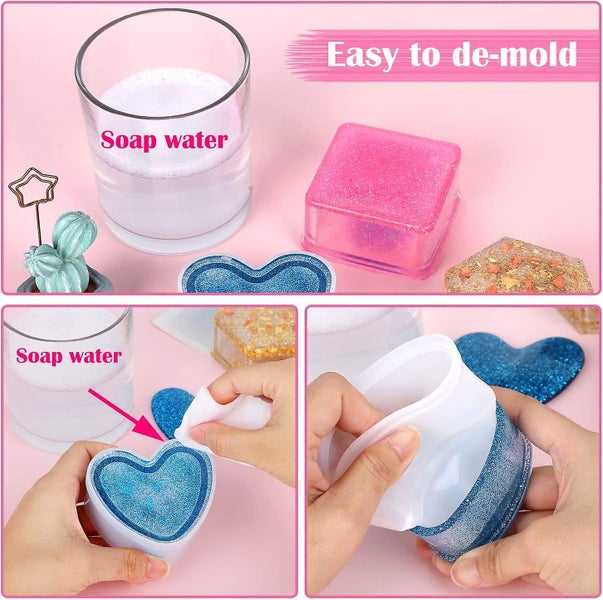 Resin Molds Box Resin Mold Silicone Mold Resin In Heart Hexagon Square Flower Carousel 5