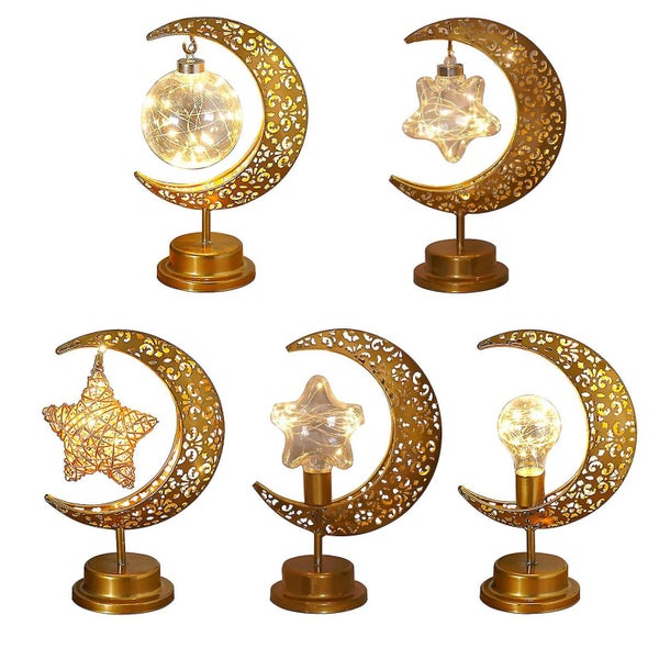 Decorative Lunar Table Lamp Cordless - Moon Shape Ramadan Desk Lamp Carousel 5
