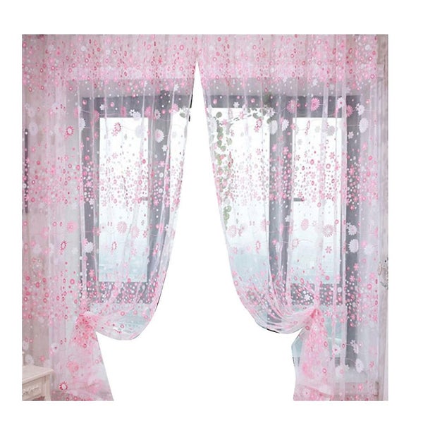 Floral Tulle Window Sheer Rod Pocket Voile Curtains For Bedroom Living Room 10 Carousel 1