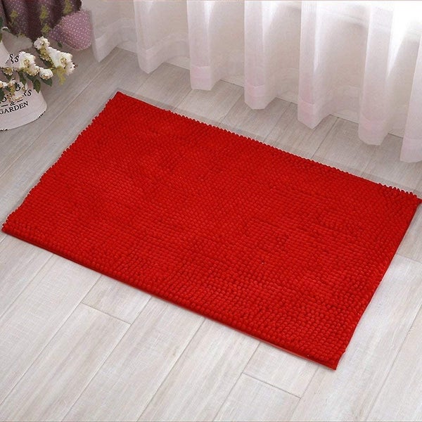 Bath Rug Super Soft Absorbent Non Slip Microfiber Chenille Carpetred Carousel 1