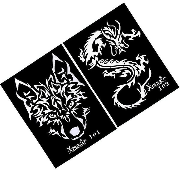 4 Pcs Body Stickers Tiger Card Sparkle Stickers Templates Stencils Glitter Tat Carousel 3